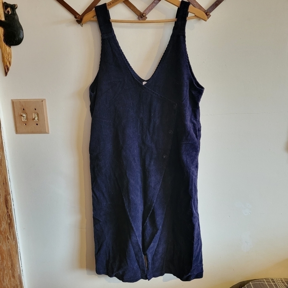 E*Win Corduroy Mini Dress Tank Navy Blue Cotton L Large